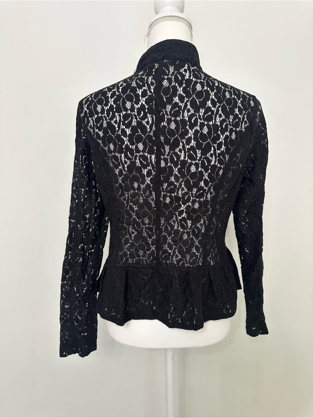 Black Lace Ruffle Open-Front Jacket - Picture 3 of 5